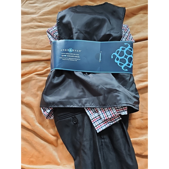 Andy & Evan Boys Formal 4-Piece Suit with Vest, Tie, Shirt & Pants(BLACK,7) NWT - Picture 3 of 4